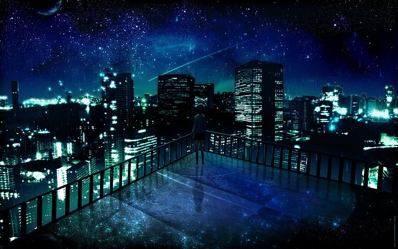Night City Pretty House Scenic Sparks Bonito Sweet Nice City Anime Hd Wallpaper Peakpx
