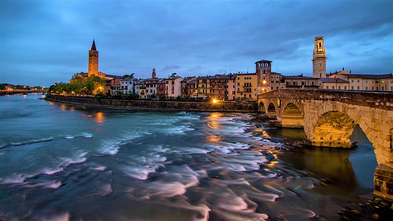Beautiful Verona, Italy, Cityscapes, Rivers, Italy, Nature, HD wallpaper