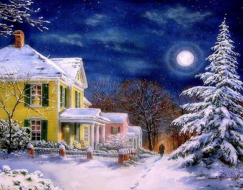 ★Happy Holidays★, moons, holidays, christmas, houses, love four seasons ...