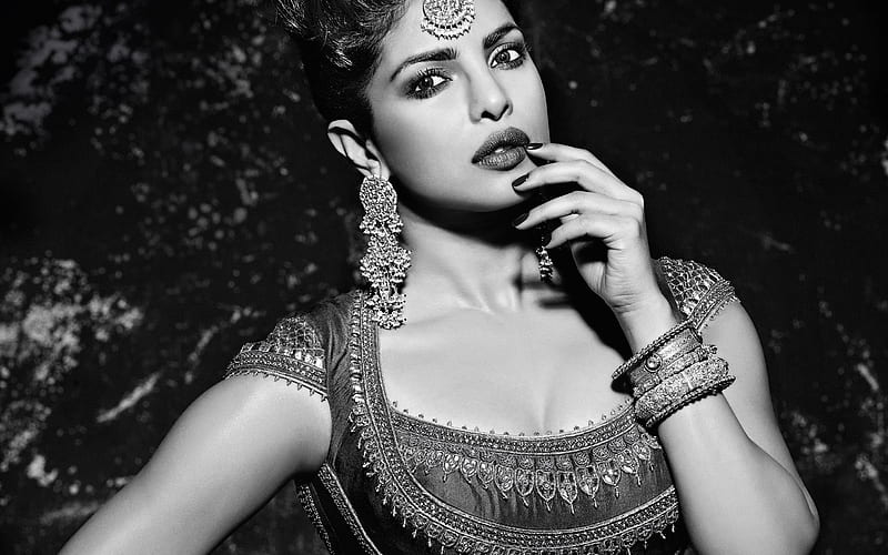 Priyanka Chopra, monochrome portrait, face, black and white, hoot, Indian  actress, HD wallpaper | Peakpx