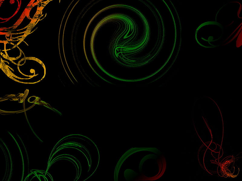 Swirls, awesome, black, rainbow, HD wallpaper