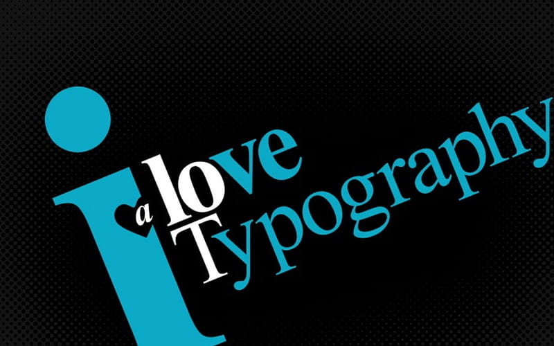 I Love Typography, serif, black background, blue letters, graphics, typography, HD wallpaper