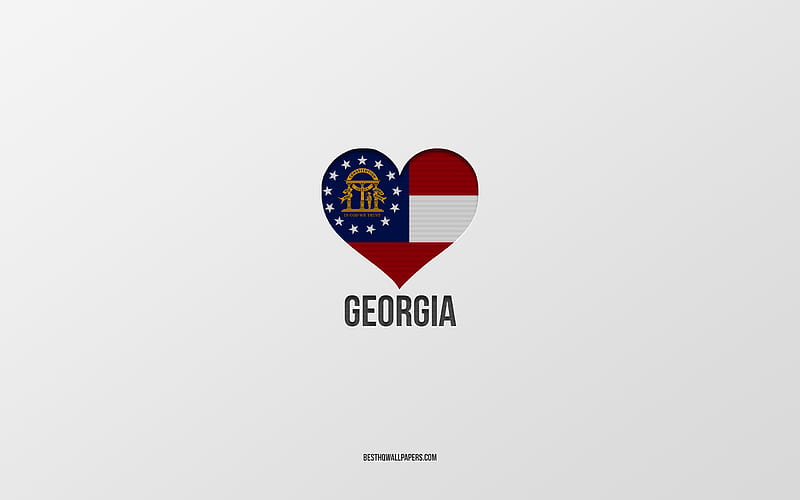 I Love Georgia, American States, gray background, Georgia State, USA, Georgia flag heart, favorite cities, Love Georgia, HD wallpaper