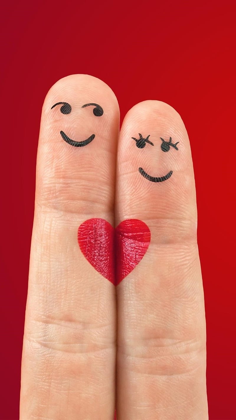 Love, fingers, heart, couple, red, HD phone wallpaper