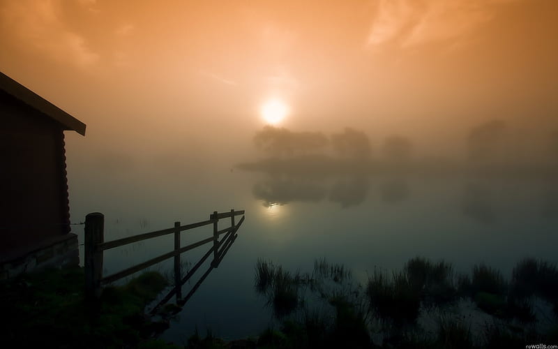 scotland fog haze twilight-s, HD wallpaper