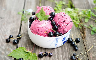 Currant ice cream, dessert, sweets, ice cream, currant, berries, HD wallpaper