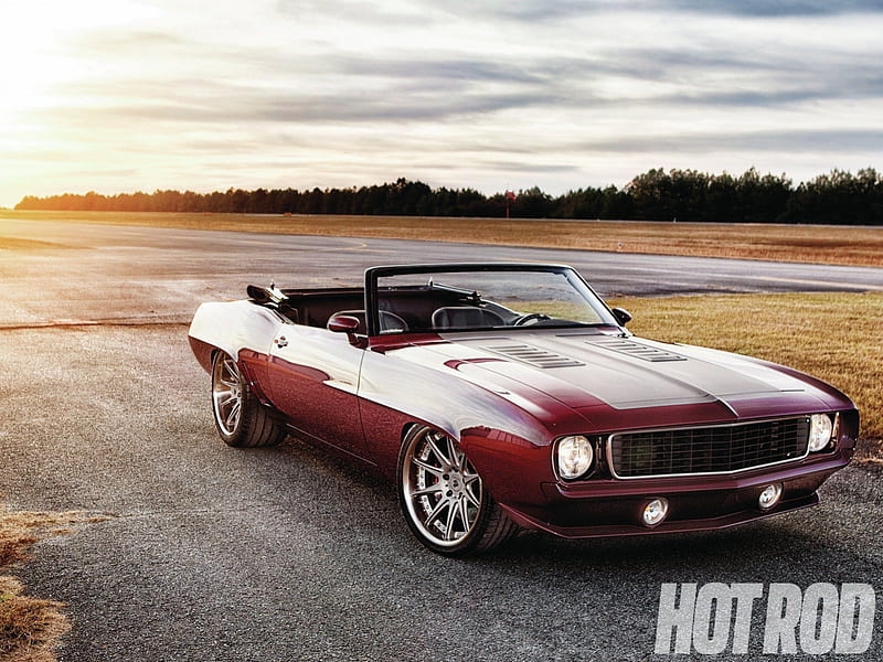 Not Your Average Red 1969 Camaro We Promise, Conv, Ruby Red, GM, Bowtie, HD wallpaper