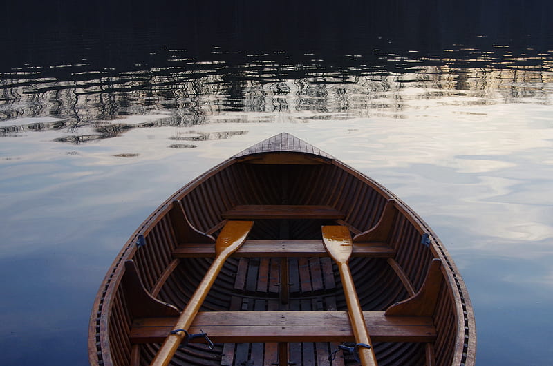 oval brown rowboat, HD wallpaper