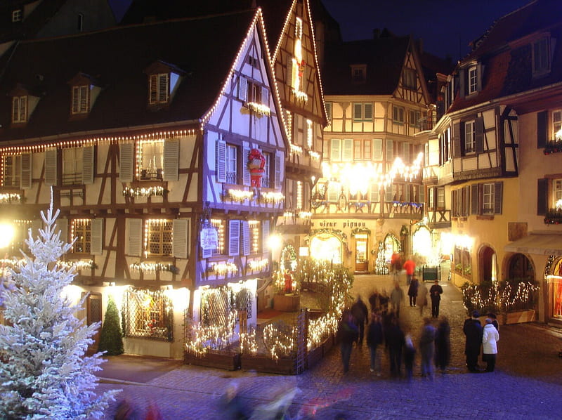 Christmas in Colmar, france, christmas, market, colmar, HD wallpaper
