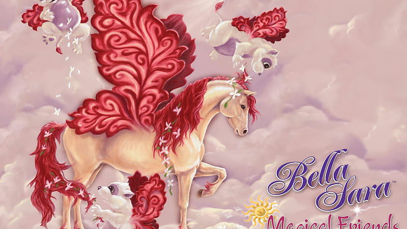 Bella Sara Magical Friends, horse, clouds, fantasy, pegasus, nature, HD wallpaper | Peakpx