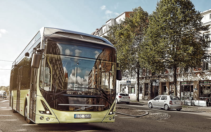 Volvo 7900 Hybrid, 2019, Electric Hybrid Bus, city bus, new electric buses, Gothenburg, Sweden, Volvo, HD wallpaper