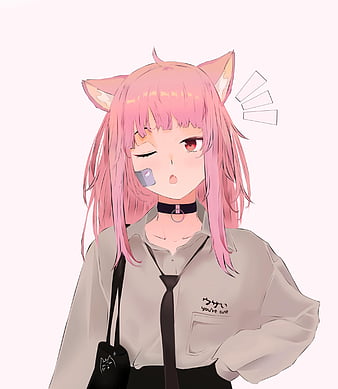 Happy Kawaii Anime Neko Girl Pink Stock Illustration 1536454025