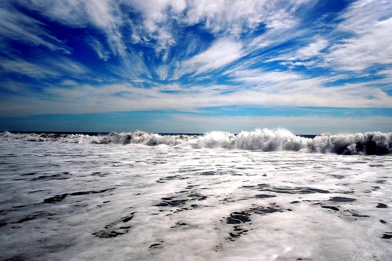 Ocean at Los Cabos, Mexico, beach, ocean, waves, clouds, sky, HD wallpaper