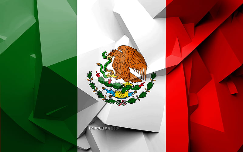 Flag of Mexico, geometric art, North American countries, Mexican flag, creative, Mexico, North America, Mexico 3D flag, national symbols, HD wallpaper