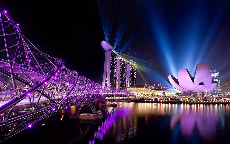Singapore, , Marina Bay Sands, Helix Bridge, HD wallpaper