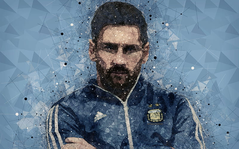 HD wallpaper lionel messi argentina national football team creative art portrait geometric art argentinian football player forward face