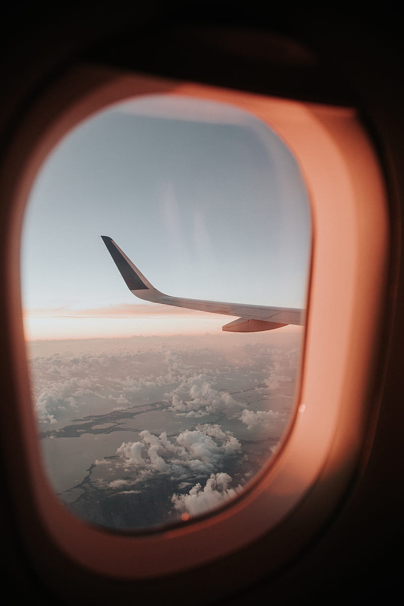 porthole, airplane window, aircraft wing, flight, sky, HD phone wallpaper