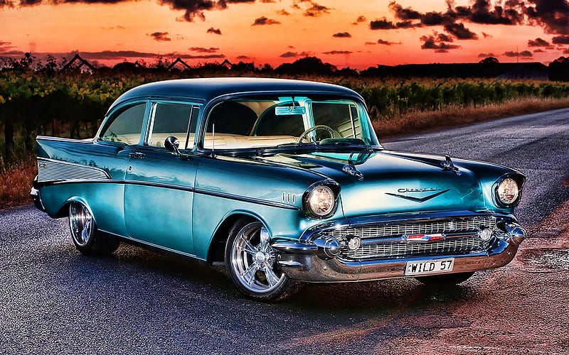 Chevrolet Bel Air, R, 1956 cars, retro cars, american cars, 1956 Chevrolet Bel Air, Chevrolet, HD wallpaper