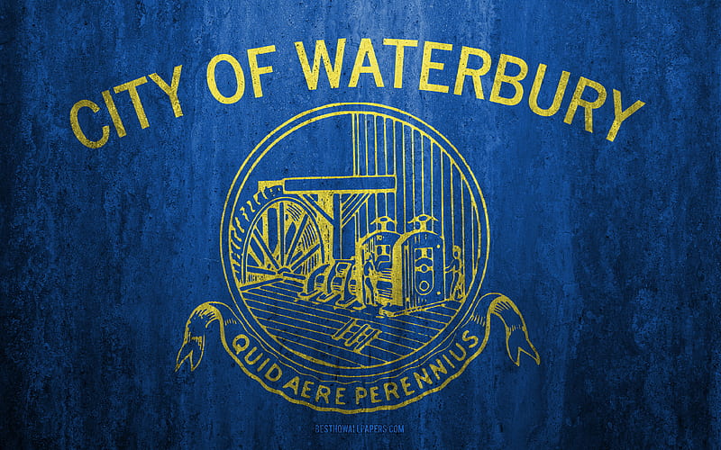 Flag of Waterbury, Connecticut stone background, American city, grunge flag, Waterbury, USA, Waterbury flag, grunge art, stone texture, flags of american cities, HD wallpaper