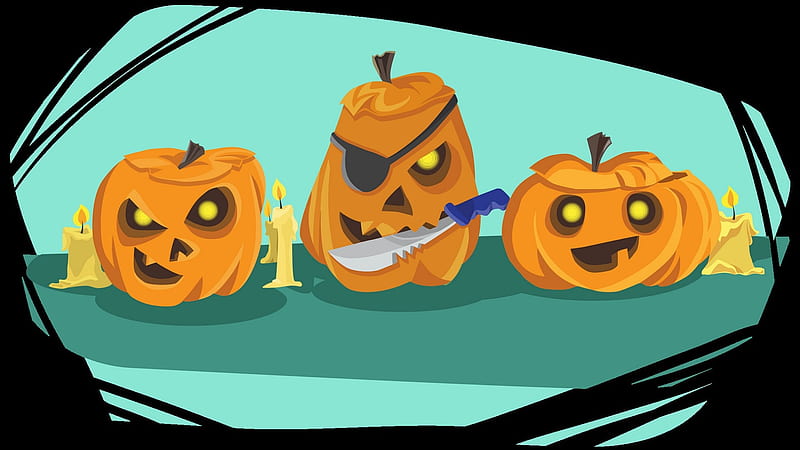 Holiday, Halloween, Candle, Jack-O'-Lantern, Knife, HD wallpaper