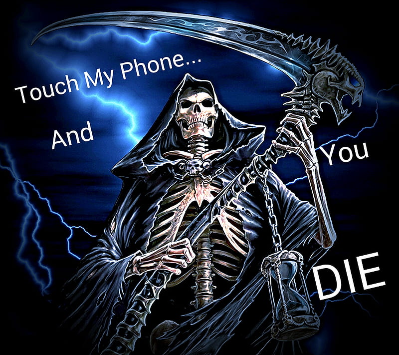 Dont Touch My Phone, death, reaper, skeleton, HD wallpaper
