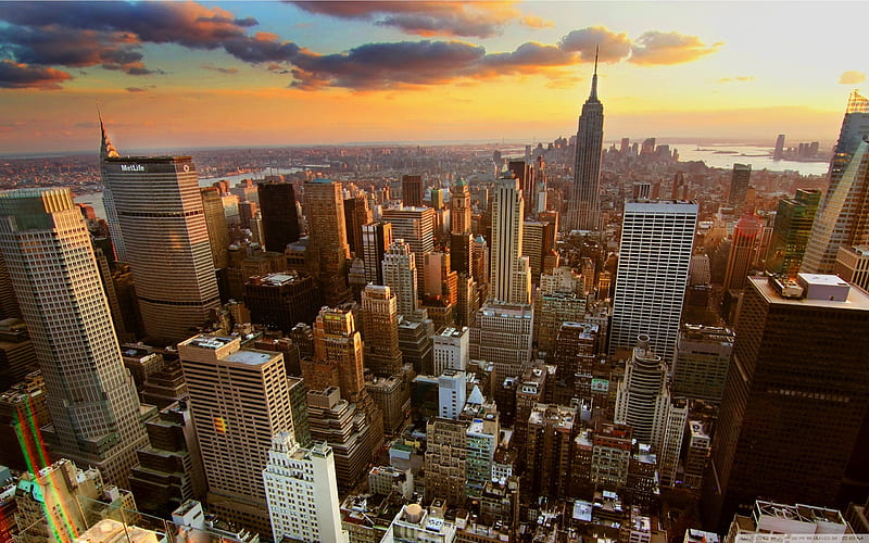aerial view of new york city-City building cultural landscape, HD wallpaper