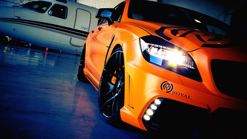 Car Orange, laranja, carro, orange, car, tuning, HD wallpaper