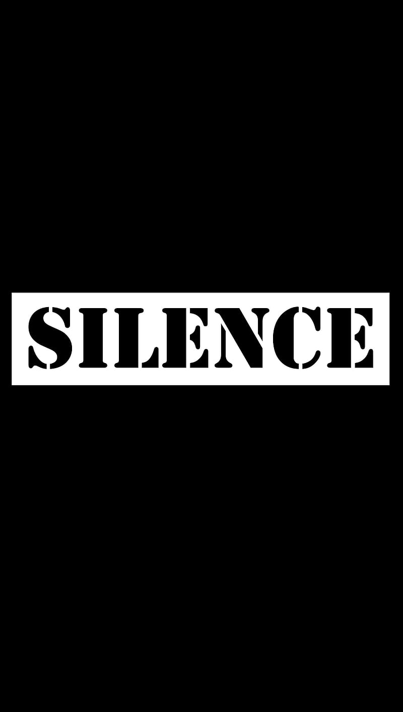 Silence, black, blackandwhite, dark, white, word, HD phone wallpaper