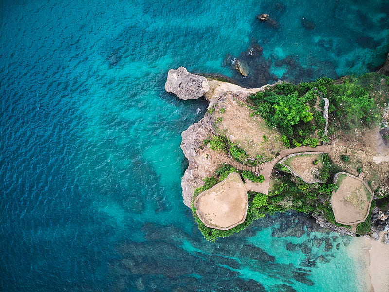 aerial island shot, HD wallpaper