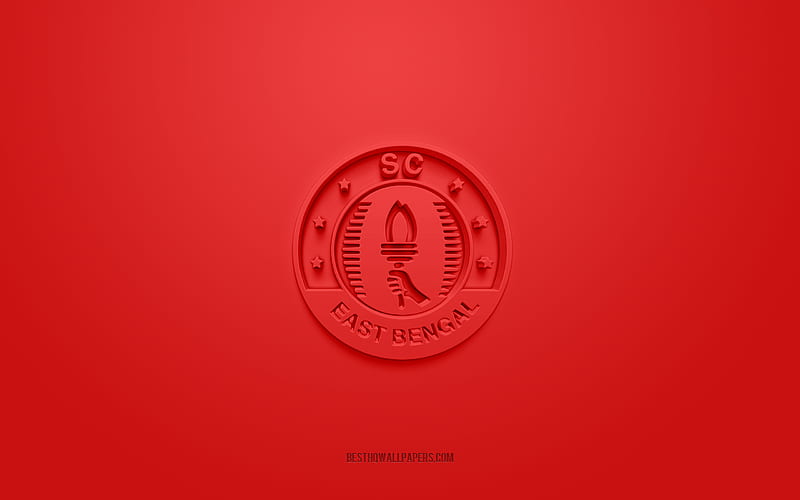 SC East Bengal, creative 3D logo, red background, 3d emblem, Indian football club, Indian Super League, Kolkata, India, 3d art, football, SC East Bengal 3d logo, HD wallpaper