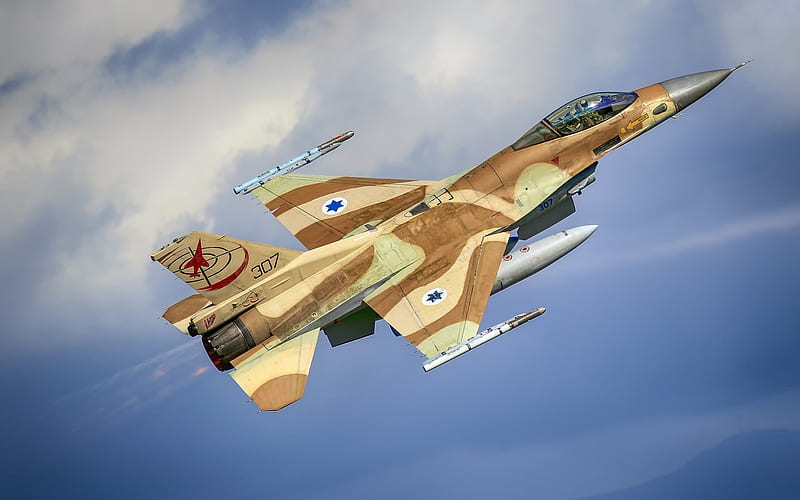 General Dynamics F-16 Fighting Falcon, Israel Air Force, F-16C, Barak, Israeli fighter, military aircraft, Israel, HD wallpaper