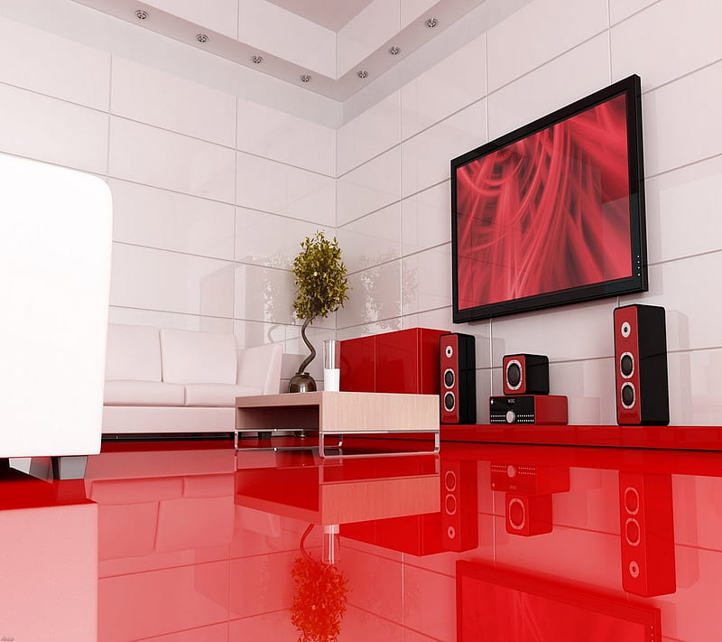 Room, red, HD wallpaper