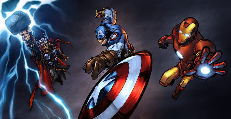 Iron Man Captain America Thor 10k, iron-man, captain-america, thor, superheroes, HD wallpaper