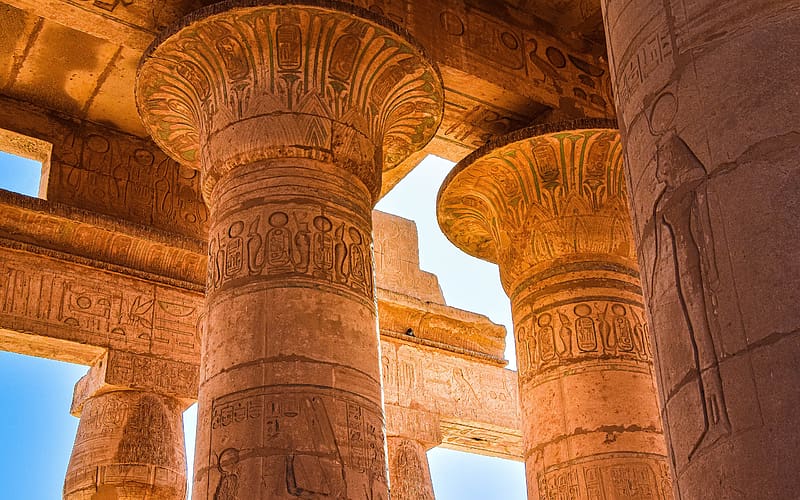 Ancient Buildings Stone Pillars Luxor City Egypt, HD wallpaper