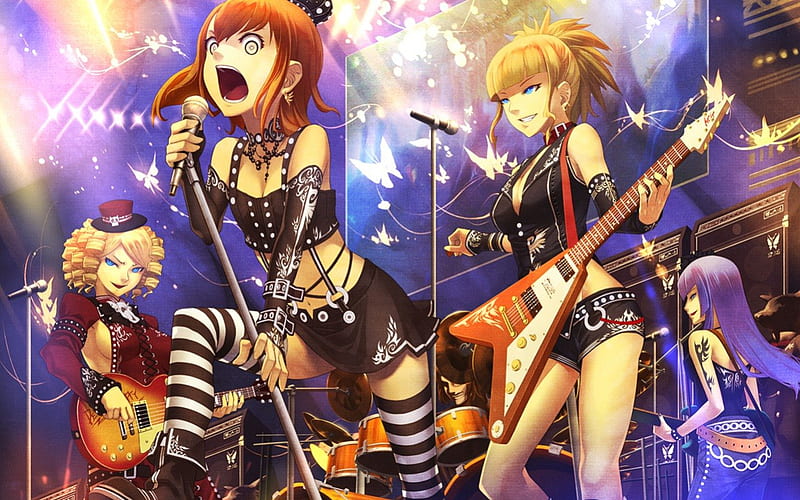 Metal Rockers, girls, anime, music, band, HD wallpaper