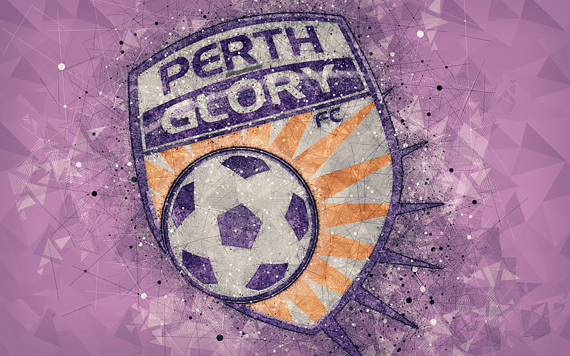 Perth Glory FC logo, geometric art, Australian football club, purple background, A-League, Perth, Australia, football, HD wallpaper