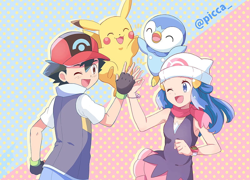 Download Ash Brock And Dawn Pokemon Background