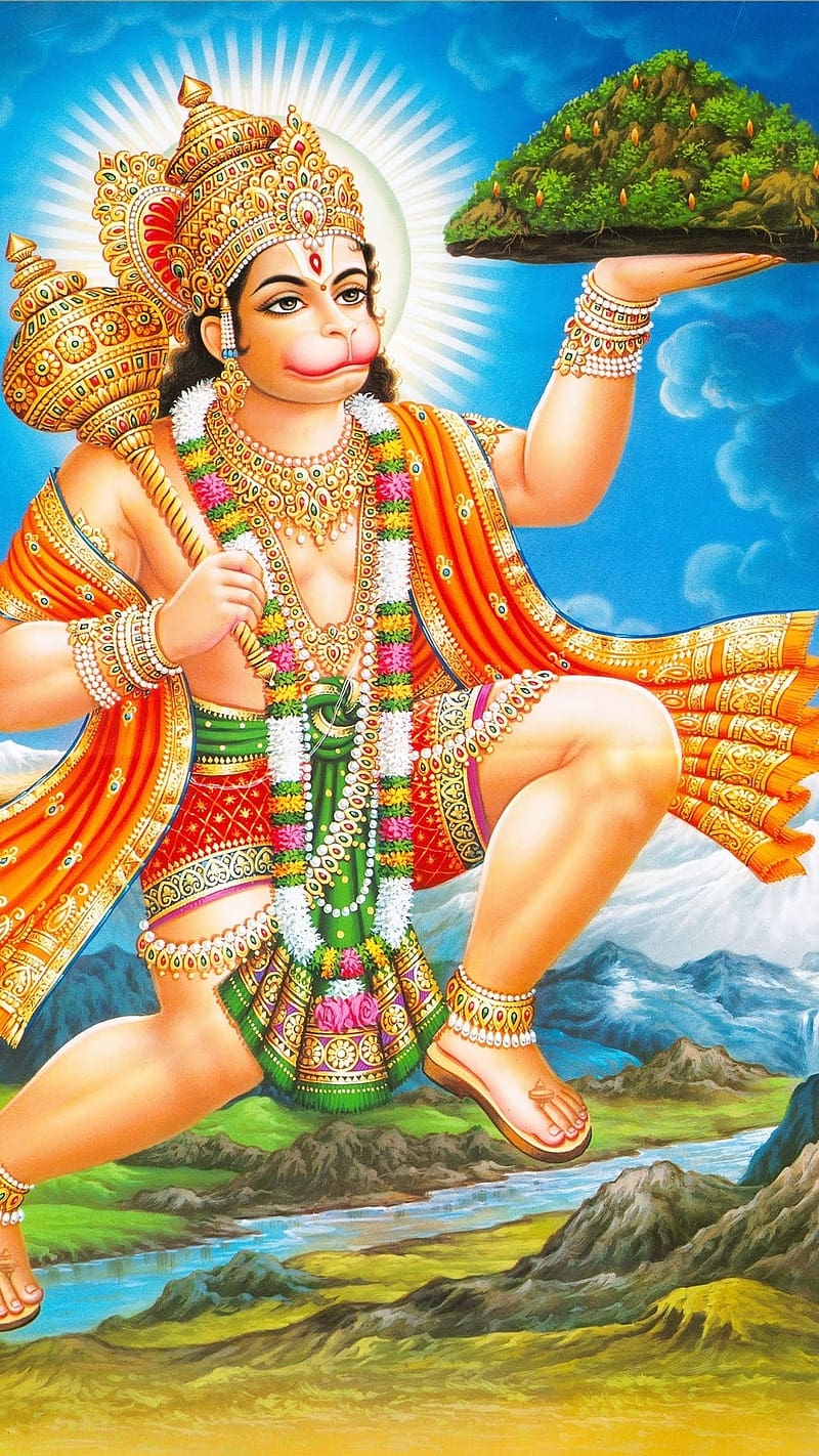 Hanuman , Lifting Mountain, lord, god, HD phone wallpaper