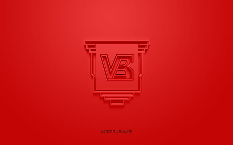 Vejle FC, creative 3D logo, red background, 3d emblem, Danish football club, Danish Superliga, Vejle, Denmark, 3d art, football, Vejle FC 3d logo, HD wallpaper