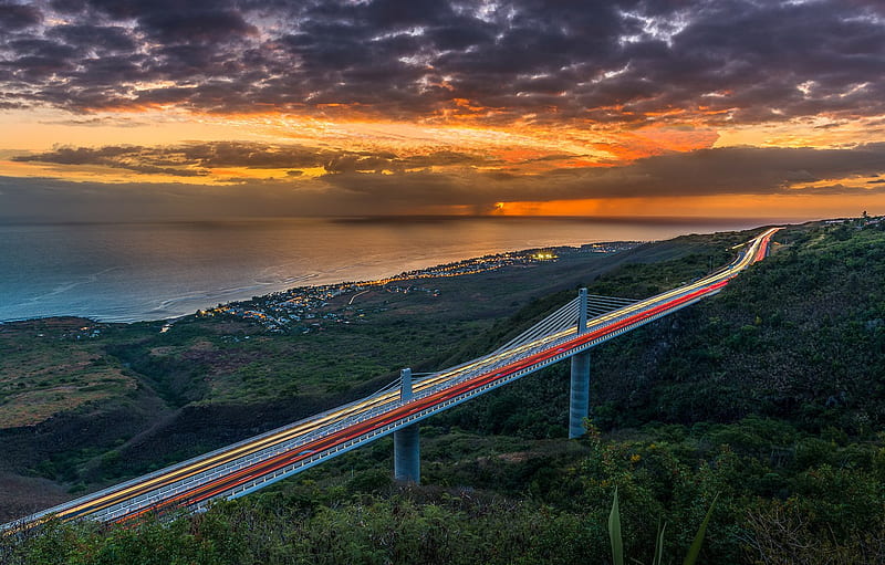 Bridge, Sunset, Reunion Island, Indian Ocean For , Section пейзажи, HD wallpaper