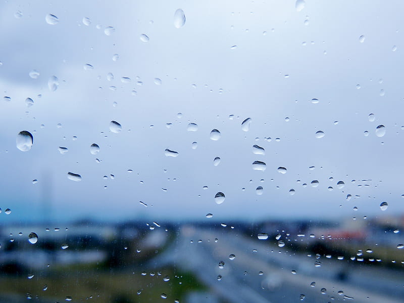 Rain On The Windshield, Highway, Windshield, Sky, Clouds, graphy, Raindrops, Nature, HD wallpaper