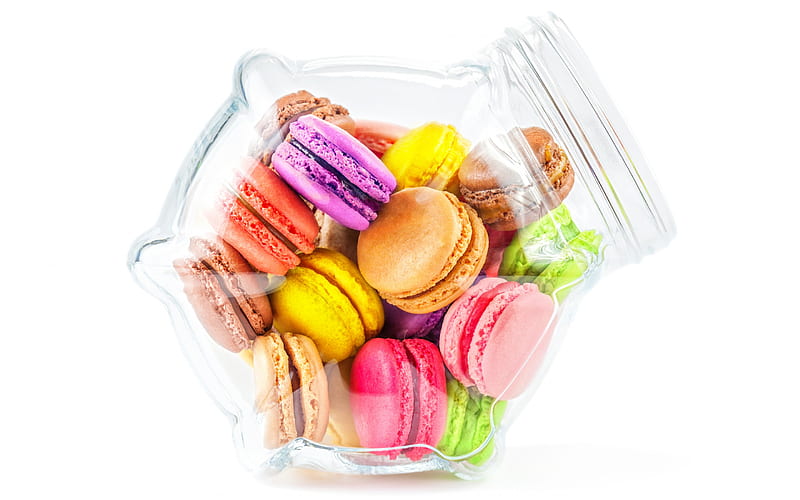macaroons, colorful cookies, pastries, biscuits, sweets, HD wallpaper
