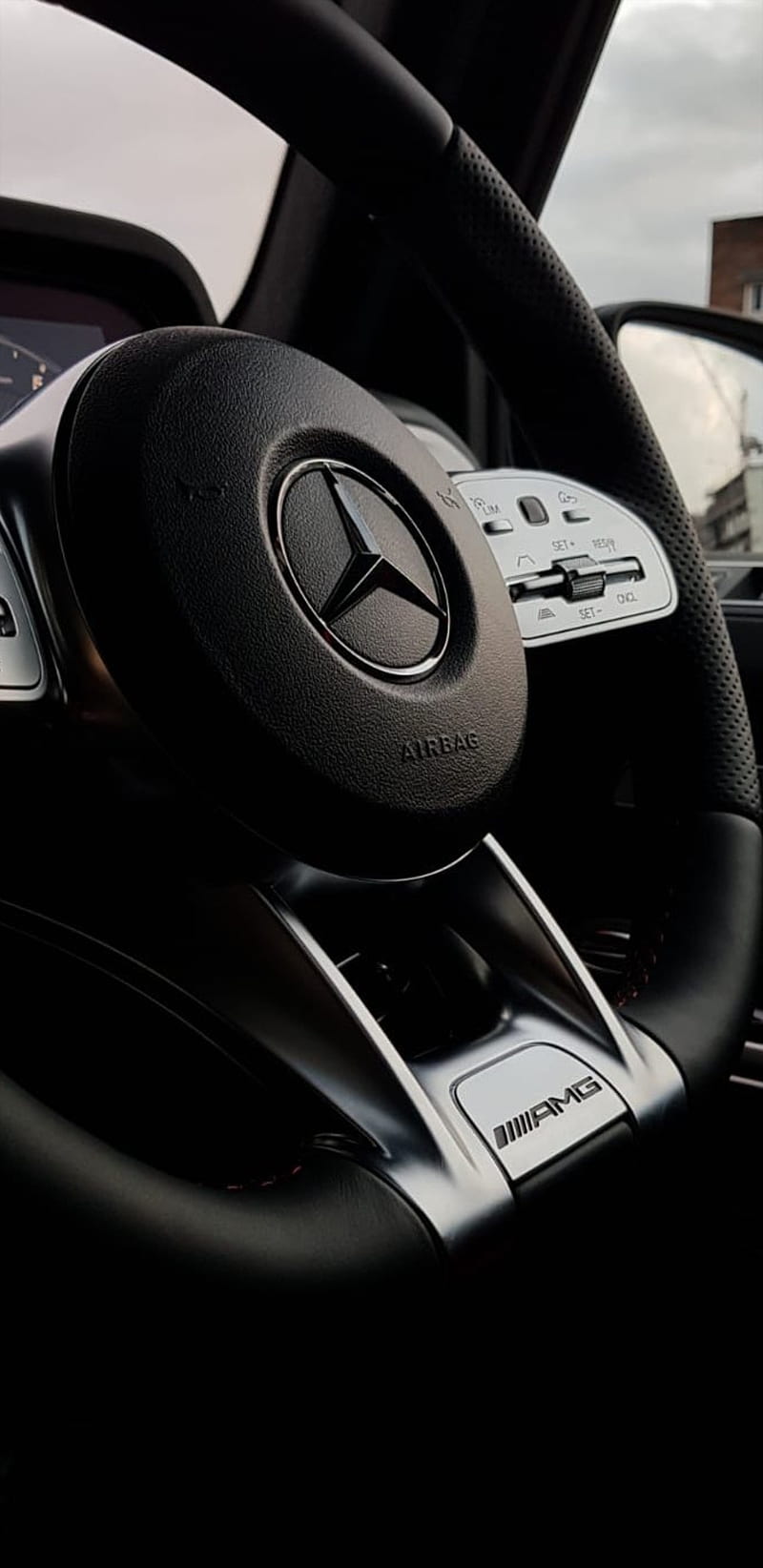 Mercedes Benz, camera, logo, interior, wheel, steering, luxury, sport, amg, g wagon, HD phone wallpaper