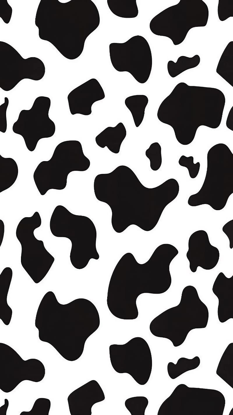 Aesthetic Cow, Black and white seamless pattern, black and white, HD phone wallpaper