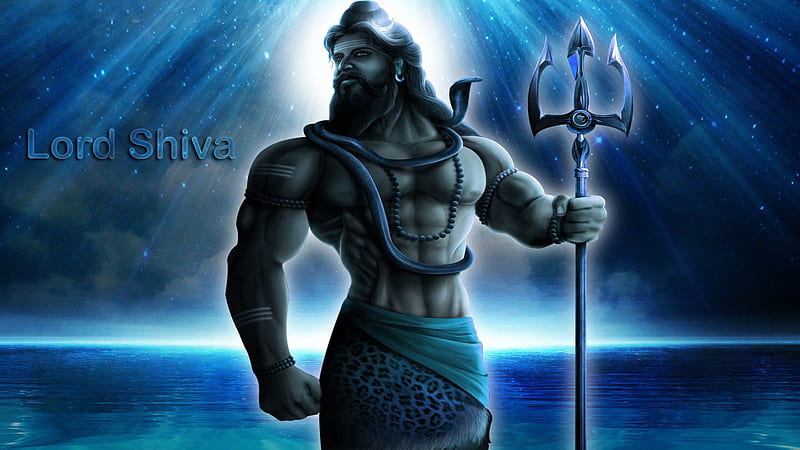 Lord Shiva In Blue Background Bholenath, HD wallpaper