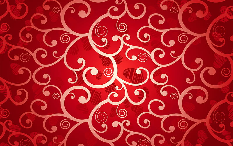 patterns, corazones, texture, red, HD wallpaper