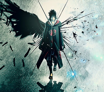 sasuke uchiha anime wallpaper, sasuke uchiha wallpaper, in the style of  cyberpunk dystopia, light blue and dark blue, realistic oil painting -  AI Generated Artwork - NightCafe Creator