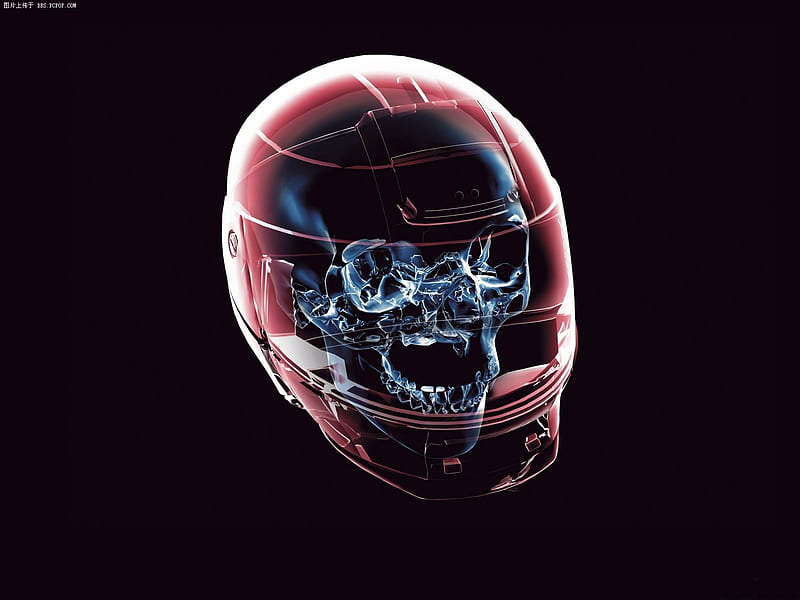 3D skull, 3d, helmet, neon, color, abstract, helm, skull, x-ray, HD wallpaper