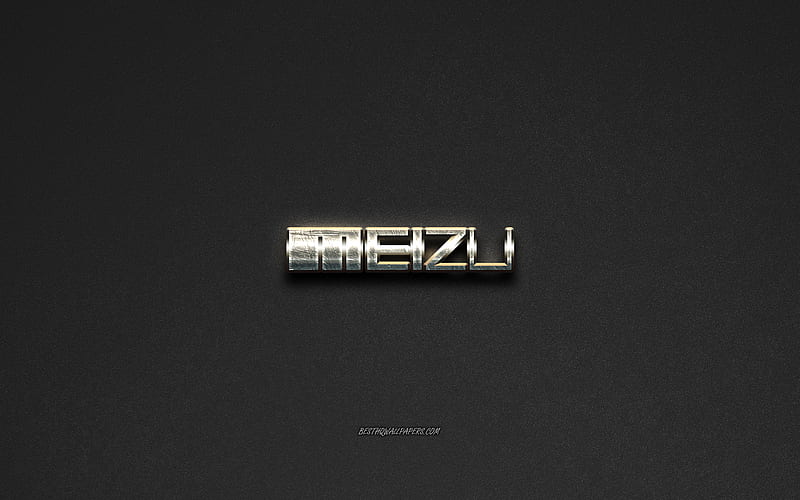 Meizu logo, steel logo, brands, steel art, gray stone background ...
