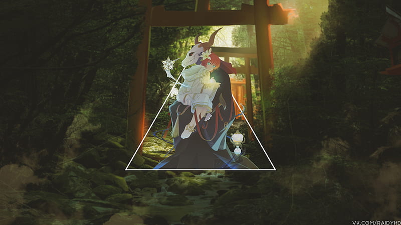 Wallpaper background, round, two, Mahou Tsukai no Yome, The Ancient Magus'  Bride, Elias Ainsworth, Hatori Chise for mobile and desktop, section сёнэн,  resolution 2000x2000 - download